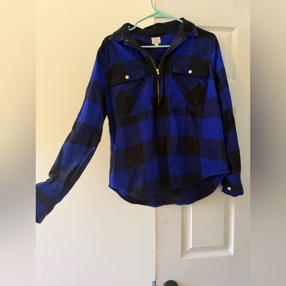 J. Crew Tops - J. Crew Blue and Black Checkered Shirt